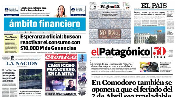 Tapas de diarios del jueves 26 de enero de 2017