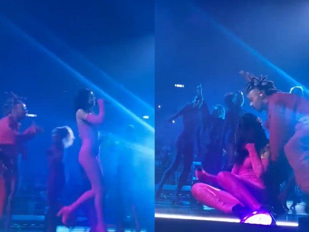 Dua Lipa se cayó en pleno concierto y la acusaron de hacer playback