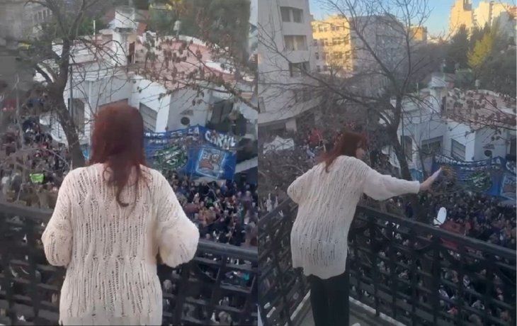 Cristina, desde el balcón de su casa en Constitución.