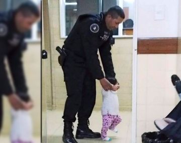 La foto del día: beba quedó sola en un hospital hasta que apareció este policía