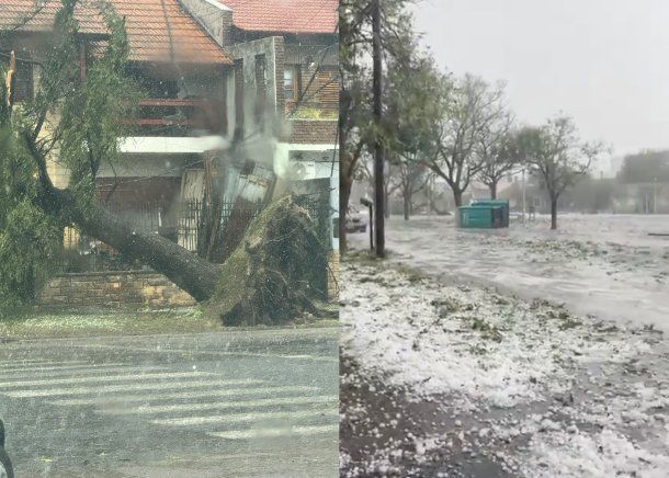 Los videos de la impresionante tormenta con granizo y viento en Bahía Blanca