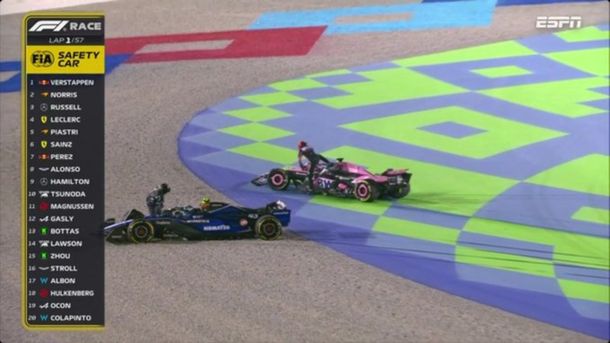 Así fue el choque de Esteban Ocon a Franco Colapinto que lo dejó afuera del Gran Premio de Qatar en la largada