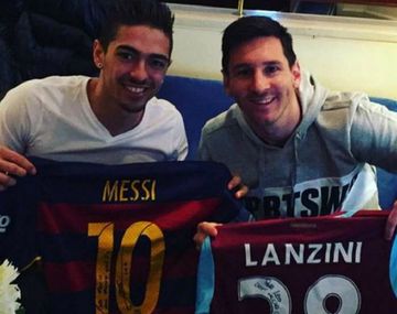Lanzini cumplió su sueño: se sacó una foto con Messi