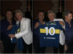 Rod Stewart con la camiseta de Boca