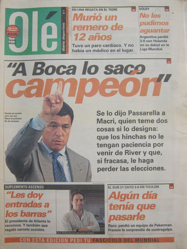 Archivo: Tapa Diario Olé 1998