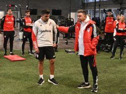 El Huevo Acuña entrenó por primera vez en River.