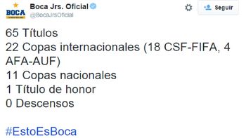 boca celebro su titulo burlandose de river en su cuenta oficial: 0 descensos
