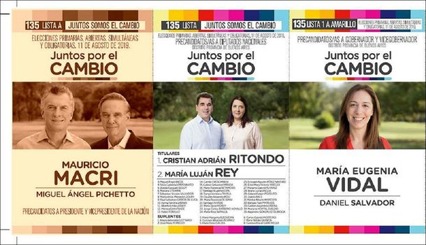 Boleta de Juntos por el Cambio en Provincia