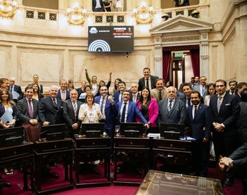 El festejo de los senadores libertarios y sus aliados.