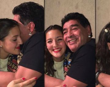 El abrazo de Maradona y su hija Jana