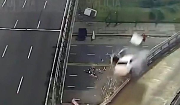 VIDEO: Así fue el accidente del auto que cayó desde la General Paz a Libertador