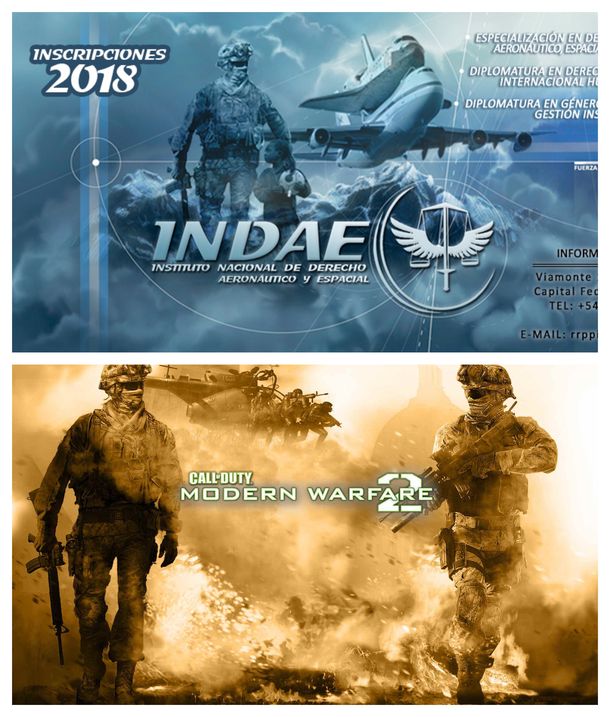 Página de la Fuerza Aérea y afiche de Call of Duty