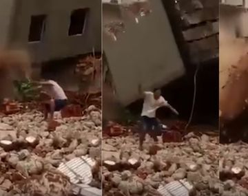 Escapó por poco del derrumbe de un edificio