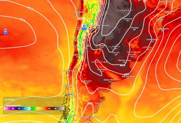 Llega esta semana la primera ola de calor en Buenos Aires. Imagen: Meteored. 