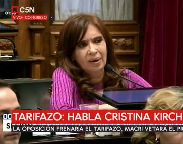 Cristina Fernández de Kirchner en la sesión por la Ley Antitarifazo
