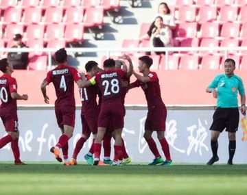 El jugador de la Selección argentina celebra su tanto