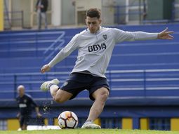 Cristian Pavón en el que puede ser uno de sus últimos entrenamientos en Boca