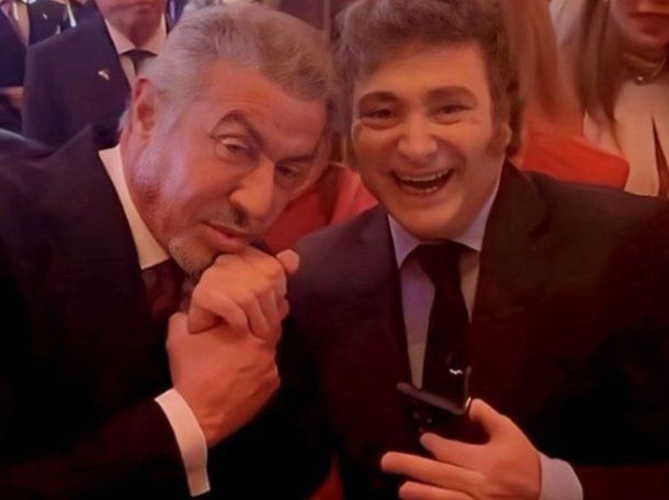 Así fue el encuentro de Javier Milei con Sylvester Stallone en la gala de Donald Trump