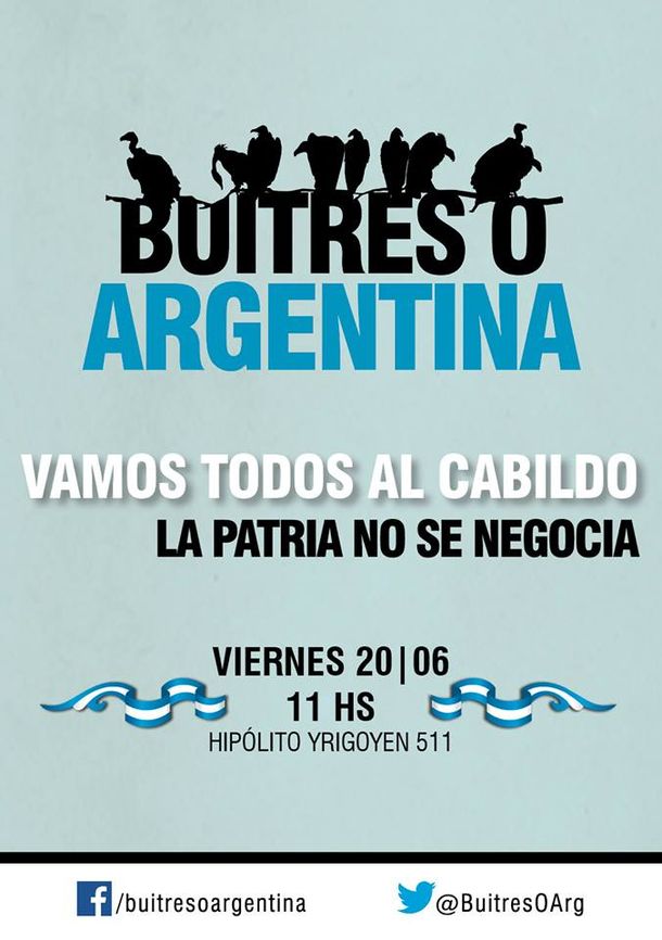Convocan a marchar al Cabildo bajo la consigna buitres o Argentina