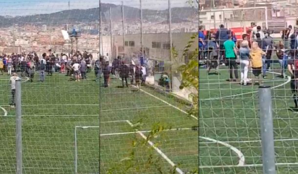 Se cayó una tribuna durante una entrevista a Iniesta en Barcelona: hay once heridos