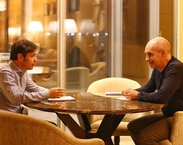 El gobernador de la provincia de Buenos Aires, Axel Kicillof y el jefe de Gobierno porteño, Horacio Rodríguez Larreta