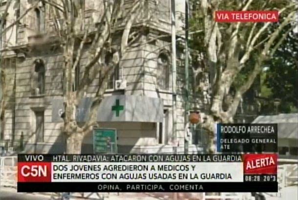 Dos jóvenes agredieron a médicos y enfermeros con agujas en el Rivadavia