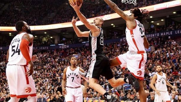 Ginóbili completó su ficha con un robo y una asistencia. (Frank Gunn/The Canadian Press via AP)