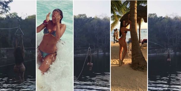 VIDEO: Barbie Vélez se tiró de tirolesa en Cancún y revolucionó las redes sociales