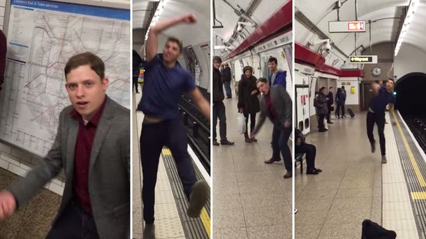 Dos londinenses muestran su habilidad para jugar al ping pong con la boca