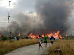 Vecinos combaten el fuego en Cariló