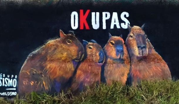 Mar del Plata: hicieron un mural en homenaje a los carpinchos de Nordelta y lo llamaron Okupas