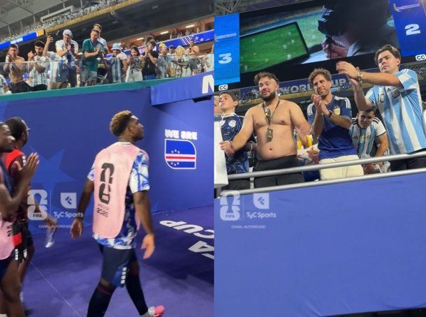 Hinchas argentinos aplaudieron a los jugadores de Cabo Verde.