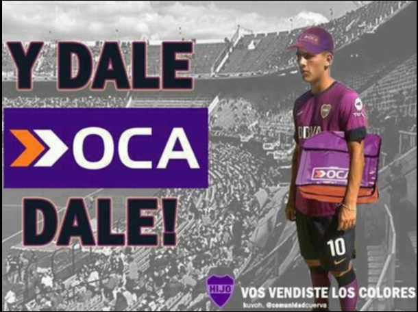 Los afiches con las cargadas a Boca por la camiseta violeta