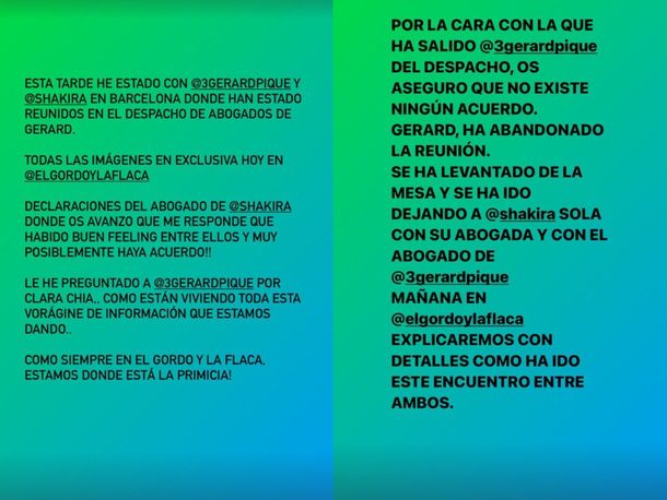 Las historias de Jordi Martin sobre la reunión entre Shakira y Piqué.