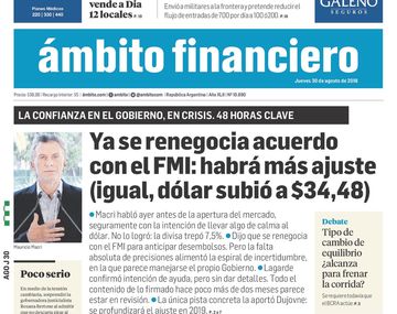 Tapas de diarios del jueves 30 de agosto de 2018