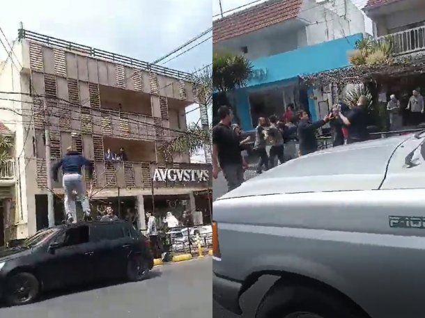 Mar del Plata: un hombre se subió al techo de un auto para destrozarlo en una pelea