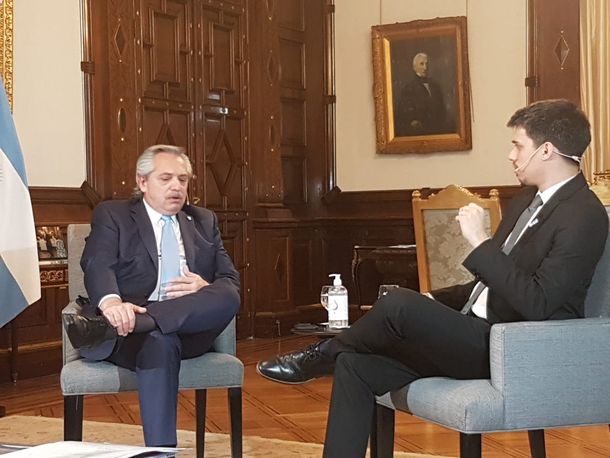 Alberto Fernández con Juan Amorín en una entrevista para C5N