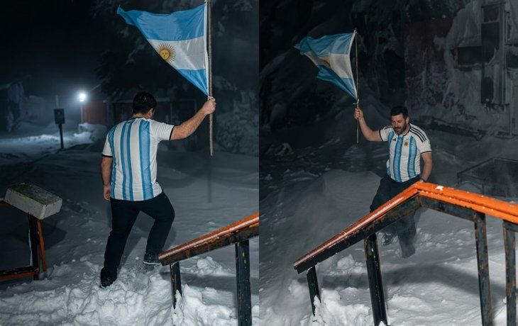 Eufórico festejo en la base Esperanza de la Antártida