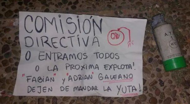 Tensión en Unión: dejaron una granada y una amenaza en la sede del club