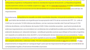el escrito de argentina a griesa: respetuosamente solicita un stay de su senoria el escrito de argentina a griesa: respetuosamente solicita un stay de su senoria