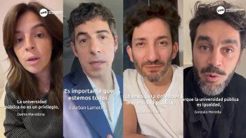 Dalma Maradona, Esteban Lamothe, Juan Minujín y Gonzalo Heredia, entre los famosos que instaron a marchar por la Ley de Financiamiento Universitario. Dalma Maradona, Esteban Lamothe, Juan Minujín y Gonzalo Heredia, entre los famosos que instaron a marchar por la Ley de Financiamiento Universitario.