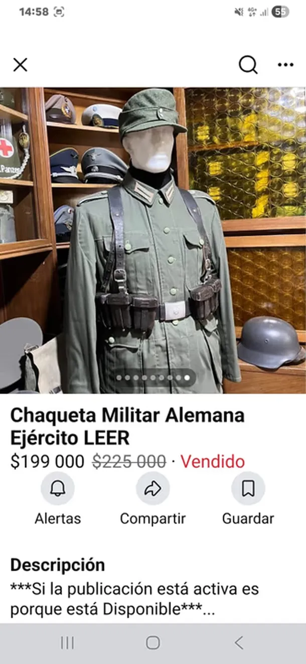 El imputado vendía uniformes militares por Marketplace El imputado vendía uniformes militares por Marketplace