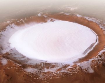 Una pista de patinaje fuera de este mundo: así se ve un crater de Marte