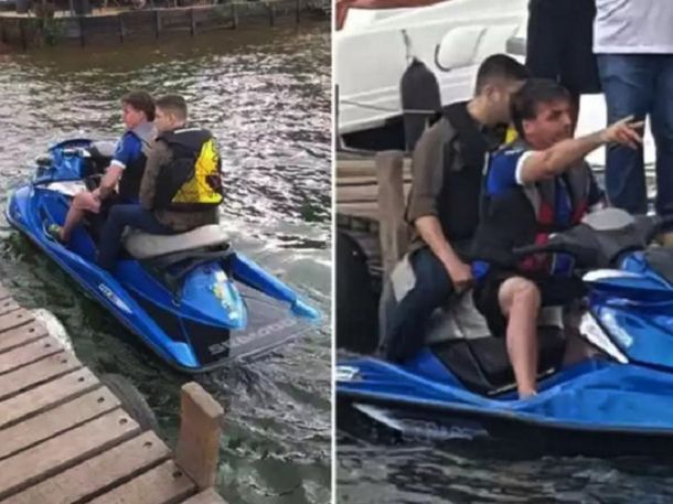 Jair Bolsonaro paseó en jet-ski en pleno luto nacional