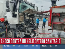 Un camión chocó contra un helicóptero sanitario a la altura de Parque Avellaneda