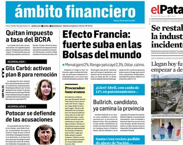 Tapas de diarios del martes 25 de abril de 2017