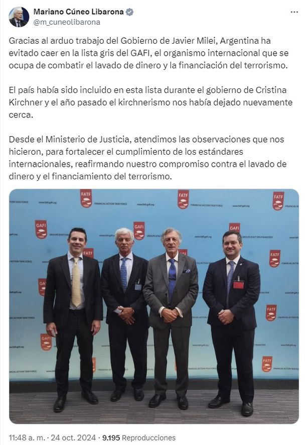 El mensaje del ministro de Justicia, Mariano Cúneo Libarona El mensaje del ministro de Justicia, Mariano Cúneo Libarona