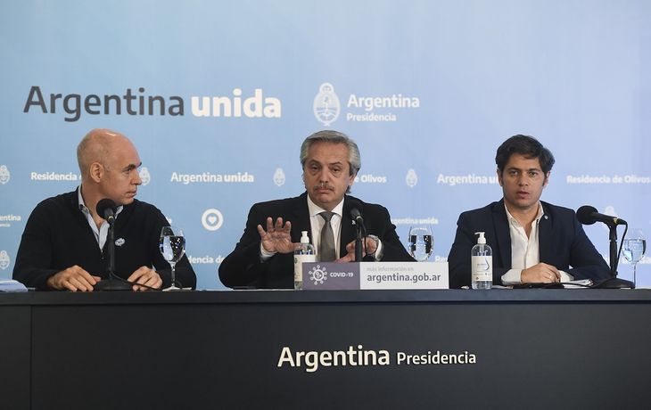 Horacio Rodríguez Larreta, Alberto Fernández y Axel Kicillof