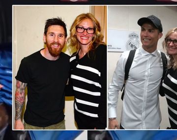 Julia Roberts, con Messi y Cristiano Ronaldo.