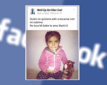 Facebook: una nena con cigarrillo y vino